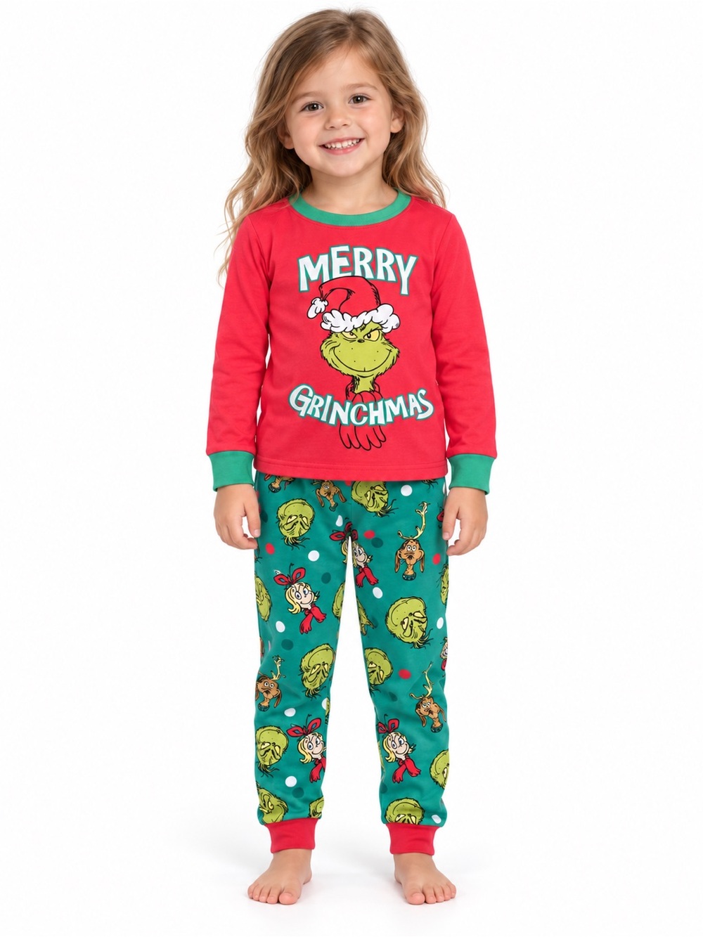 Dr. Seuss Grinch Holiday Pajama Set - Red & Green